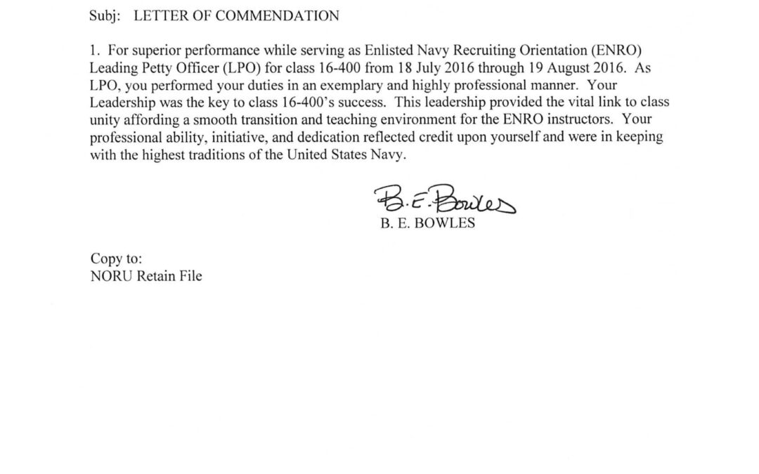 Letter of Commendation